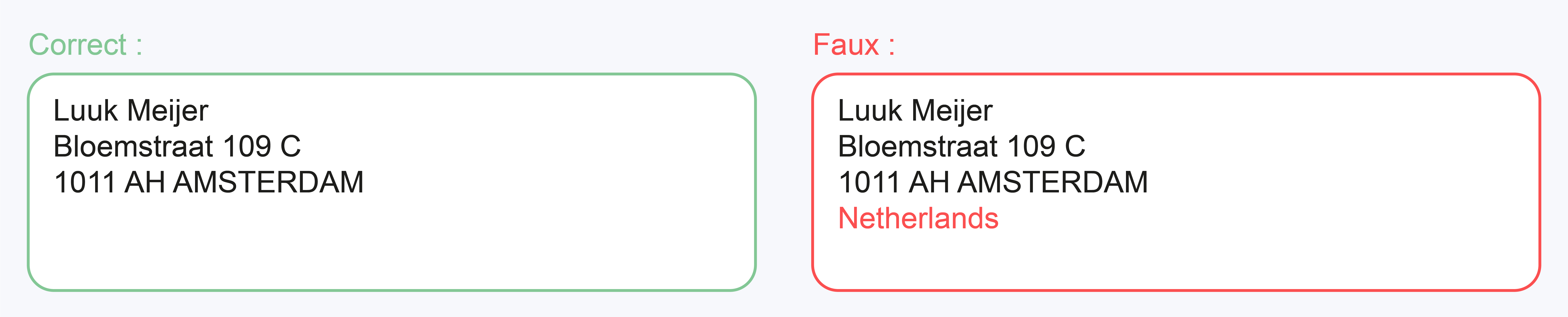 11. Country designation on the last address line PostNL