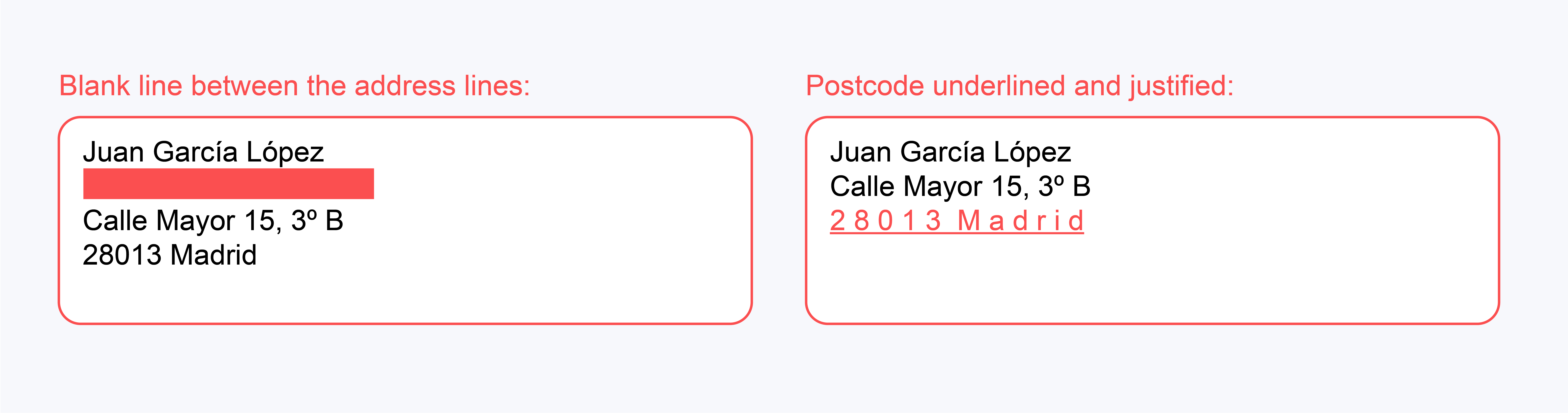 Usually not accepted by Correos design