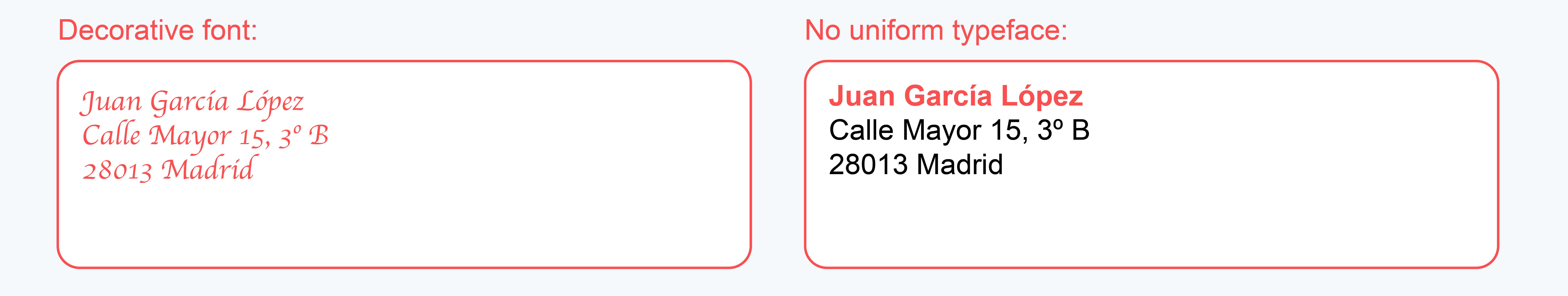 Usually not accepted by Correos